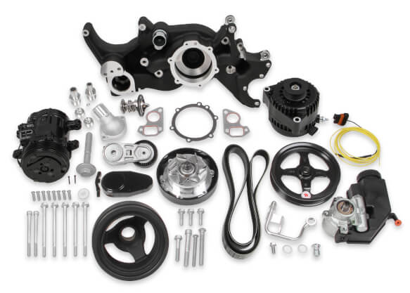 Holley LS Engine Mid-Mount Complete Accessory System Black