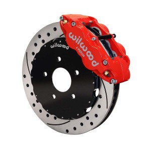 Wilwood C6 Forged Narrow Superlite 6R Big Front Brake Kit, Drilled and Slotted, Red Calipers